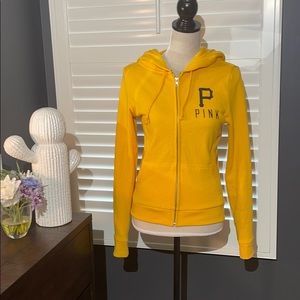 Sz XS PINK Yellow Pirates Sequined Hoodie